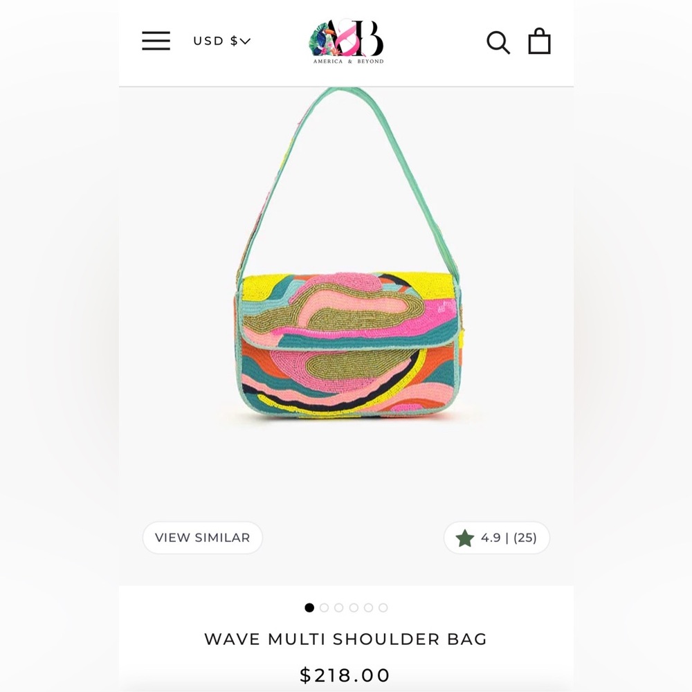 Multicolor Beaded Shoulder Bag with Swirl Pattern